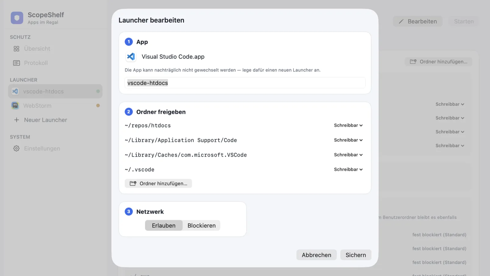 Launcher editor with suggested data folders